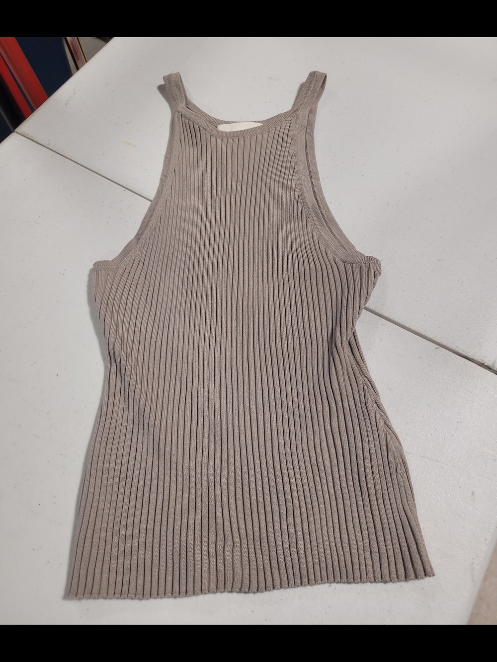 H&M Ribbed Tank Top - Taupe Beige